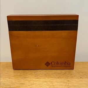 Columbia Wooden Storage Box in Brown and Dark Brown